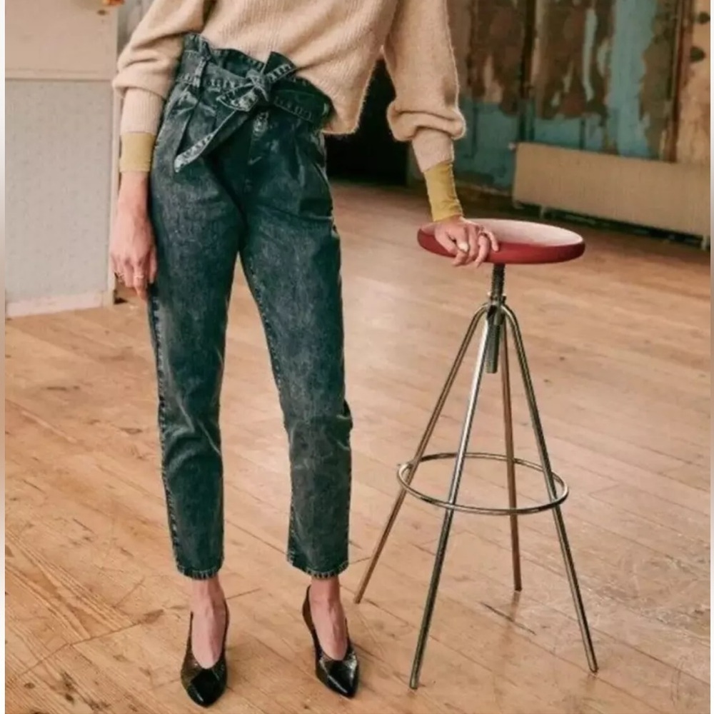 Sezane Austin Trousers Washed Black Jeans - Picture 2 of 14